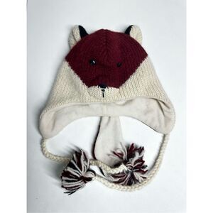 Delux Knitwits Handmade Wool Blend Hat FOX One Sz Made in Nepal ear flaps beanie